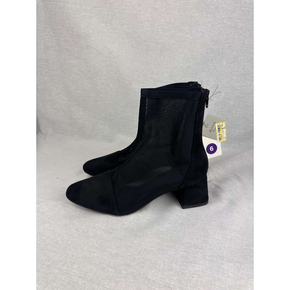 A New Day Black Mesh Ankle Boots Block Heel Memory Foam Sheer Booties Mens 6